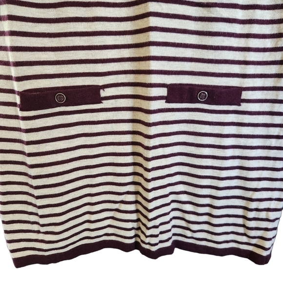 Banana Republic tan maroon stripes tunic  sweater dress shirt - Picture 2 of 9